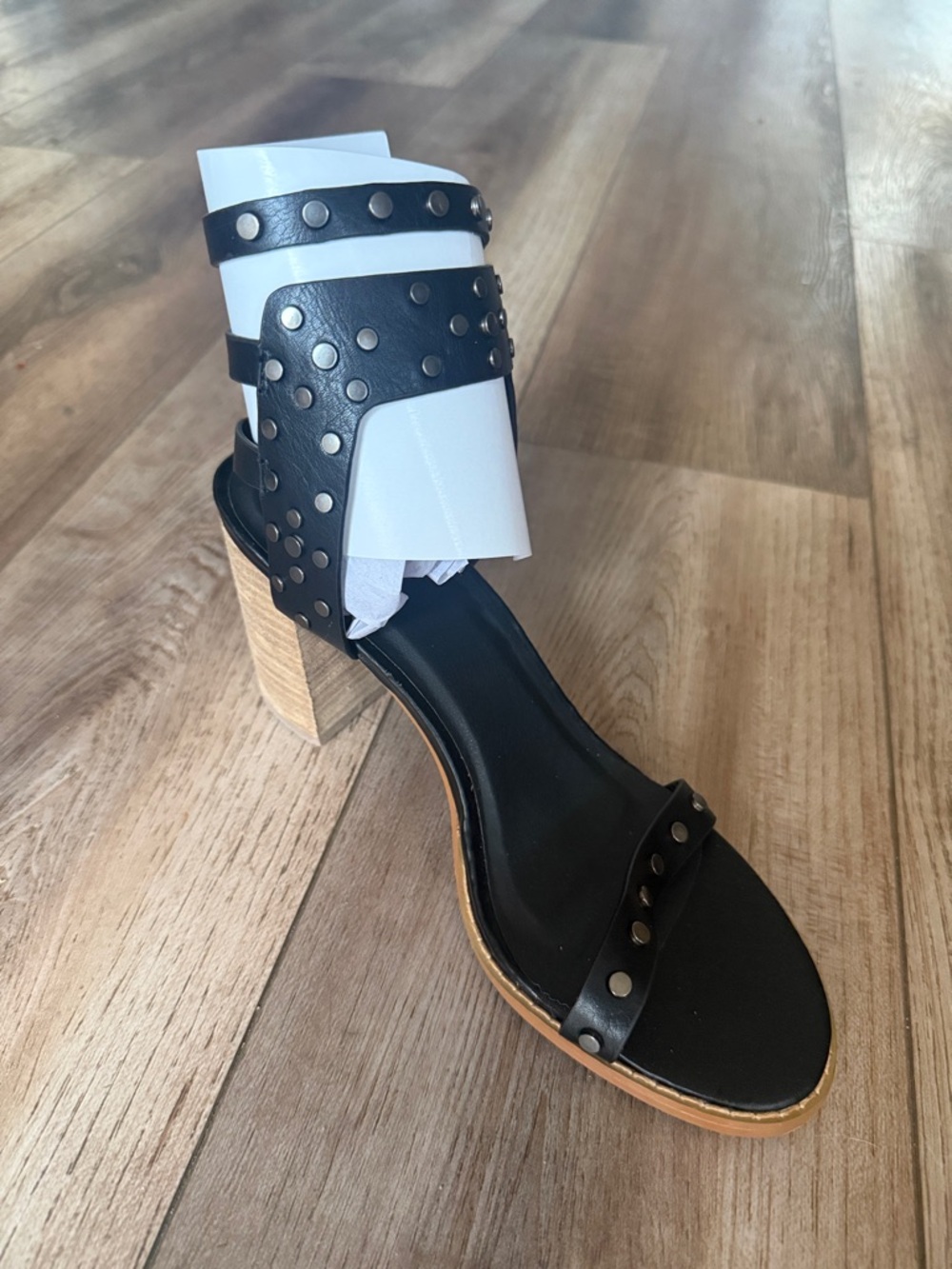 Vici Black Studded Block Heel Sandal